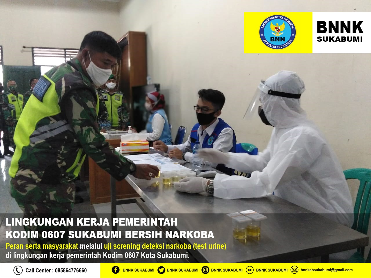 SOSIALISASI P4GN & SCRENING DETEKSI NARKOBA KEPADA PRAJURIT KODIM 0607 SUKABUMI SOSIALISASI P4GN & SCRENING DETEKSI NARKOBA KEPADA PRAJURIT KODIM 0607 SUKABUMI