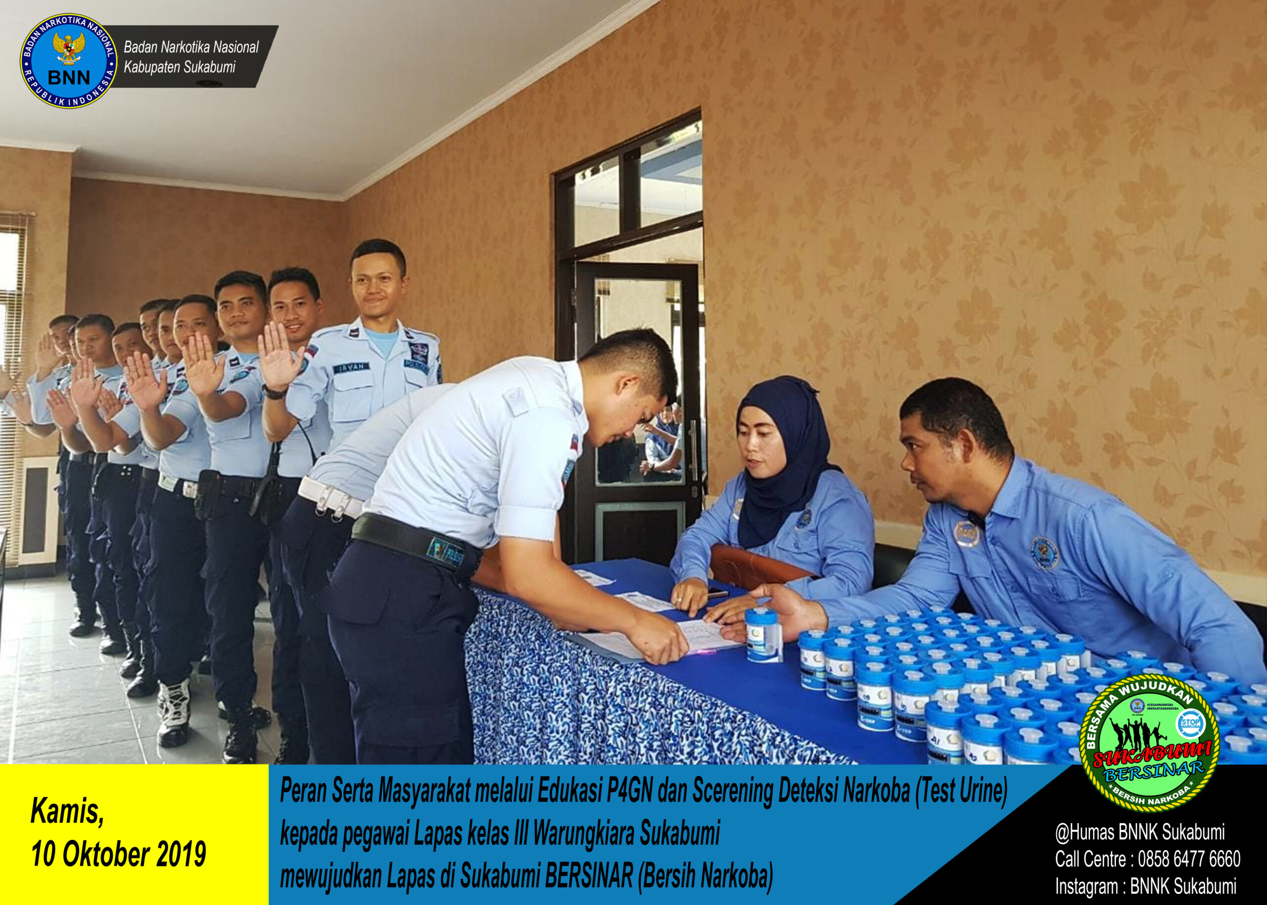 Peran Serta Masyarakat melalui Edukasi P4GN dan Uji Screning Deteksi Narkoba di Lapas kelas III Warung Kiara Sukabumi