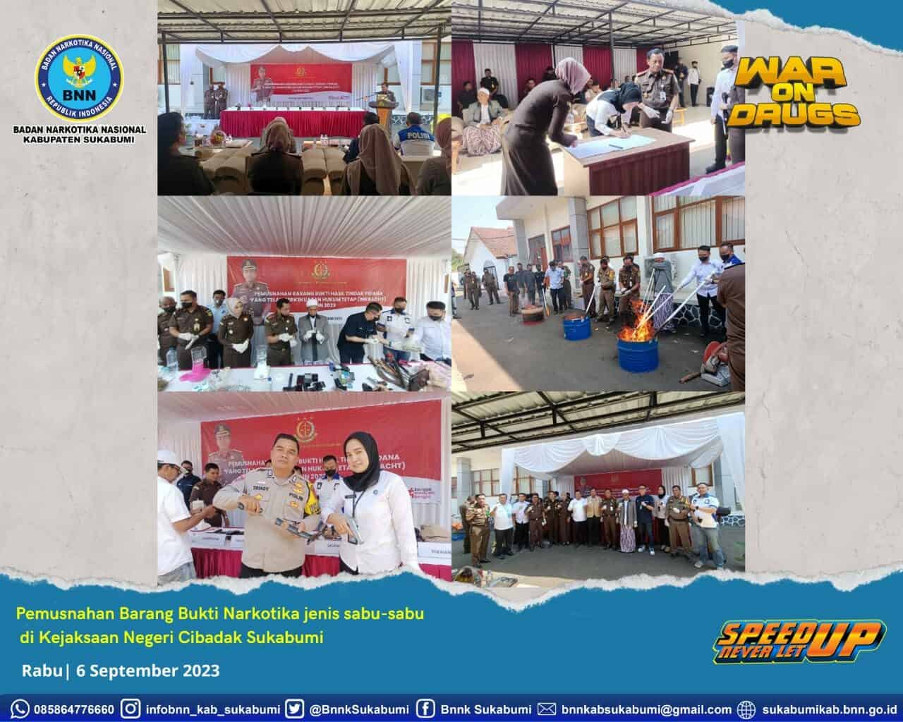 BNNK SUKABUMI HADIRI PEMUSNAHAN BARANG BUKTI DI KEJAKSAAN NEGERI KAB SUKABUMI