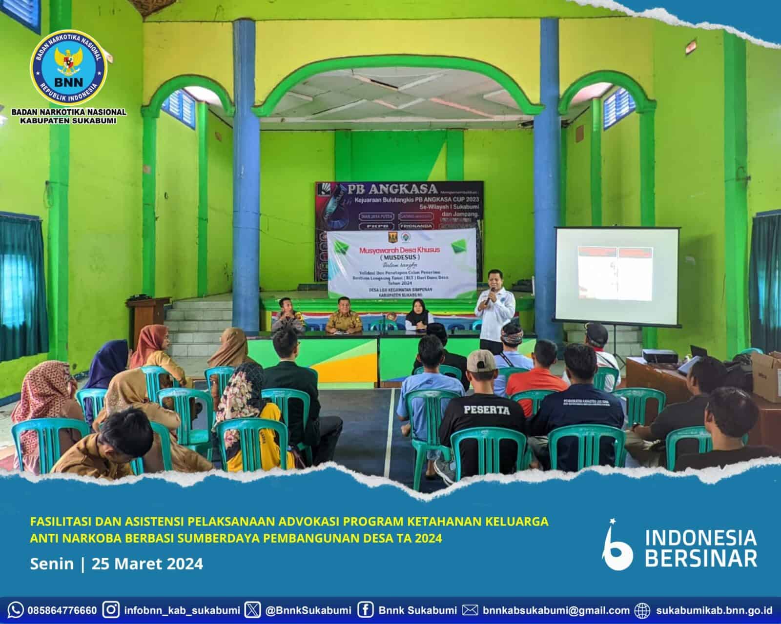FASILITASI DAN ASISTENSI PELAKSANAAN ADVOKASI PROGRAM KETAHANAN KELUARGA ANTI NARKOBA BERBASI SUMBERDAYA PEMBANGUNAN DESA TA 2024 FASILITASI DAN ASISTENSI PELAKSANAAN ADVOKASI PROGRAM KETAHANAN KELUARGA ANTI NARKOBA BERBASI SUMBERDAYA PEMBANGUNAN DESA TA 2024