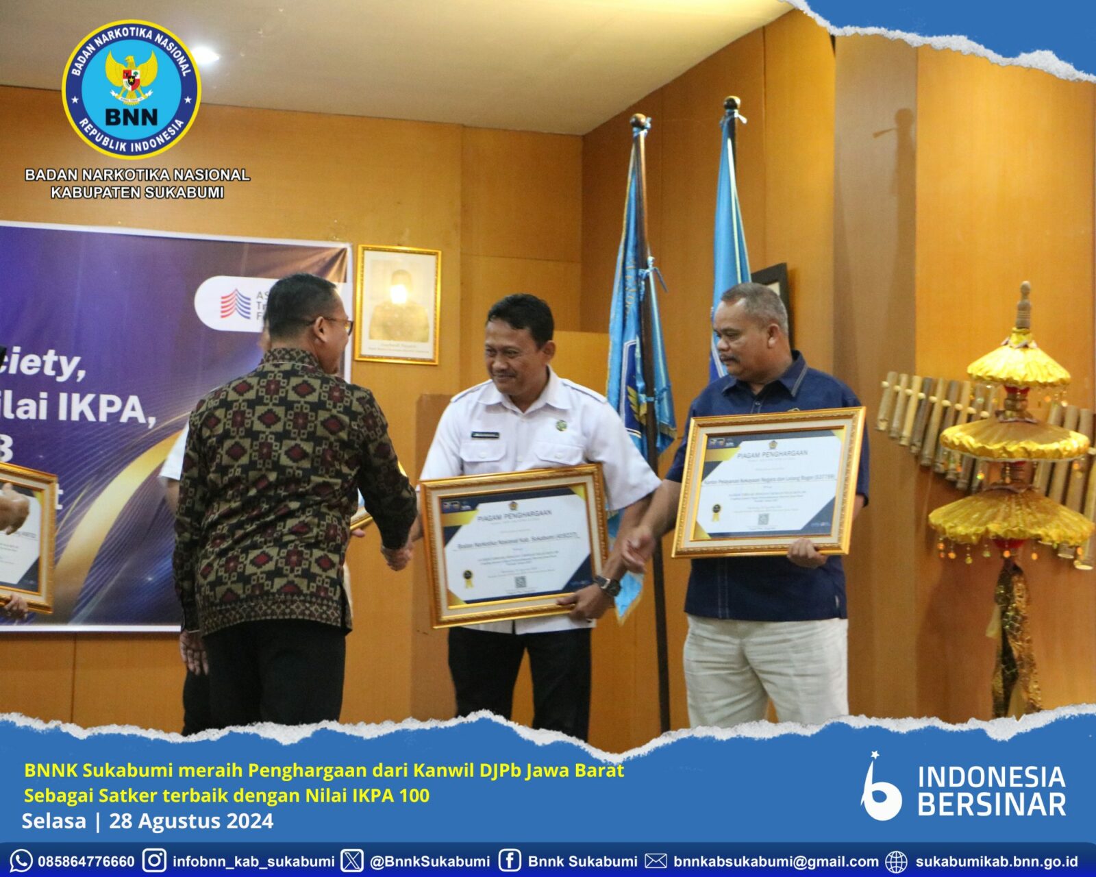 BNNK SUKABUMI KEMBALI RAIH PENGHARGAAN DARI KANWIL DJPb Jawa Barat BNNK SUKABUMI KEMBALI RAIH PENGHARGAAN DARI KANWIL DJPb Jawa Barat