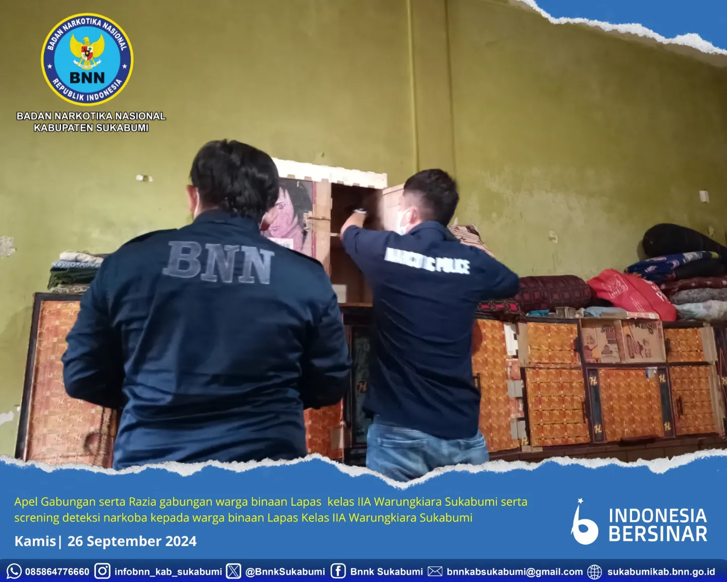 RAZIA GABUNGAN, BNN TEST URINE WARGA BINAAN LAPAS KELAS IIA WARUNG KIARA, INI HASILNYA RAZIA GABUNGAN, BNN TEST URINE WARGA BINAAN LAPAS KELAS IIA WARUNG KIARA