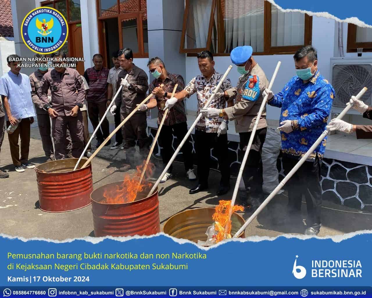 HADIRI PEMUSNAHAN BARANG BUKTI DI KEJARI SUKABUMI, INI PESAN KEPALA BNNK HADIRI PEMUSNAHAN BARANG BUKTI DI KEJARI SUKABUMI, INI PESAN KEPALA BNNK