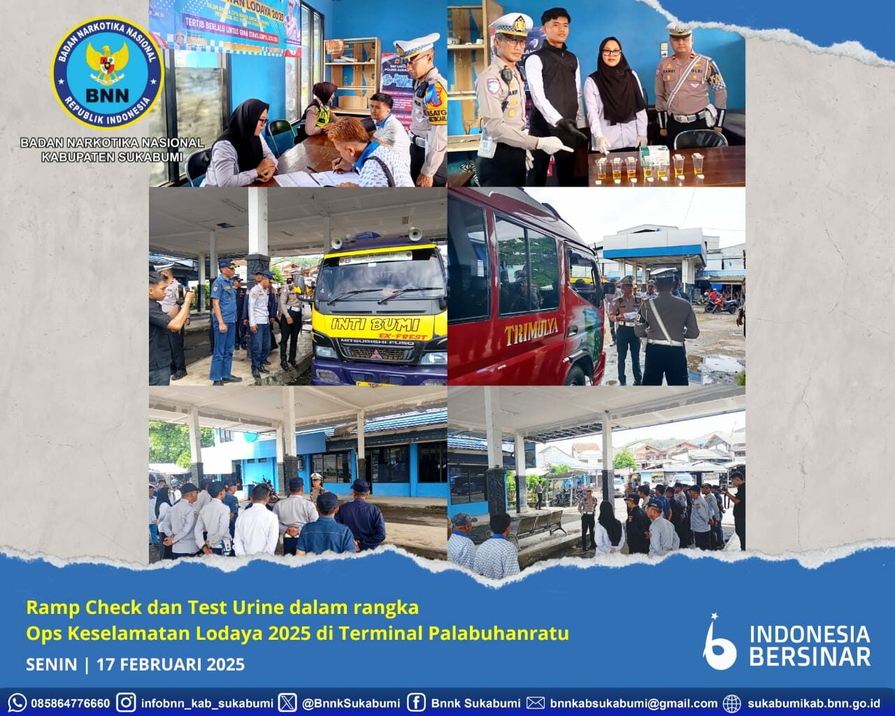 BNNK SUKABUMI KOLABORASI DENGAN KEPOLISIAN DAN DINAS PERHUBUNGAN GELAR RUMP CHECK BNNK SUKABUMI KOLABORASI DENGAN KEPOLISIAN DAN DINAS PERHUBUNGAN GELAR RUMP CHECK